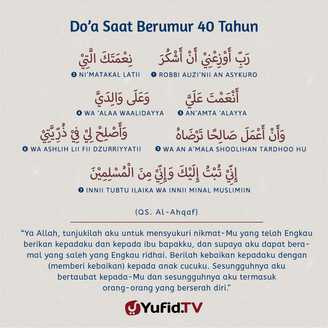 Ensiklopedia Islam – Doa Saat Berumur 40 Tahun - Yufidia.com